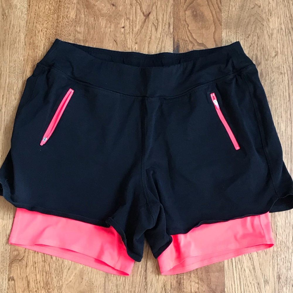 Livi Active black & bright orange exercise shorts